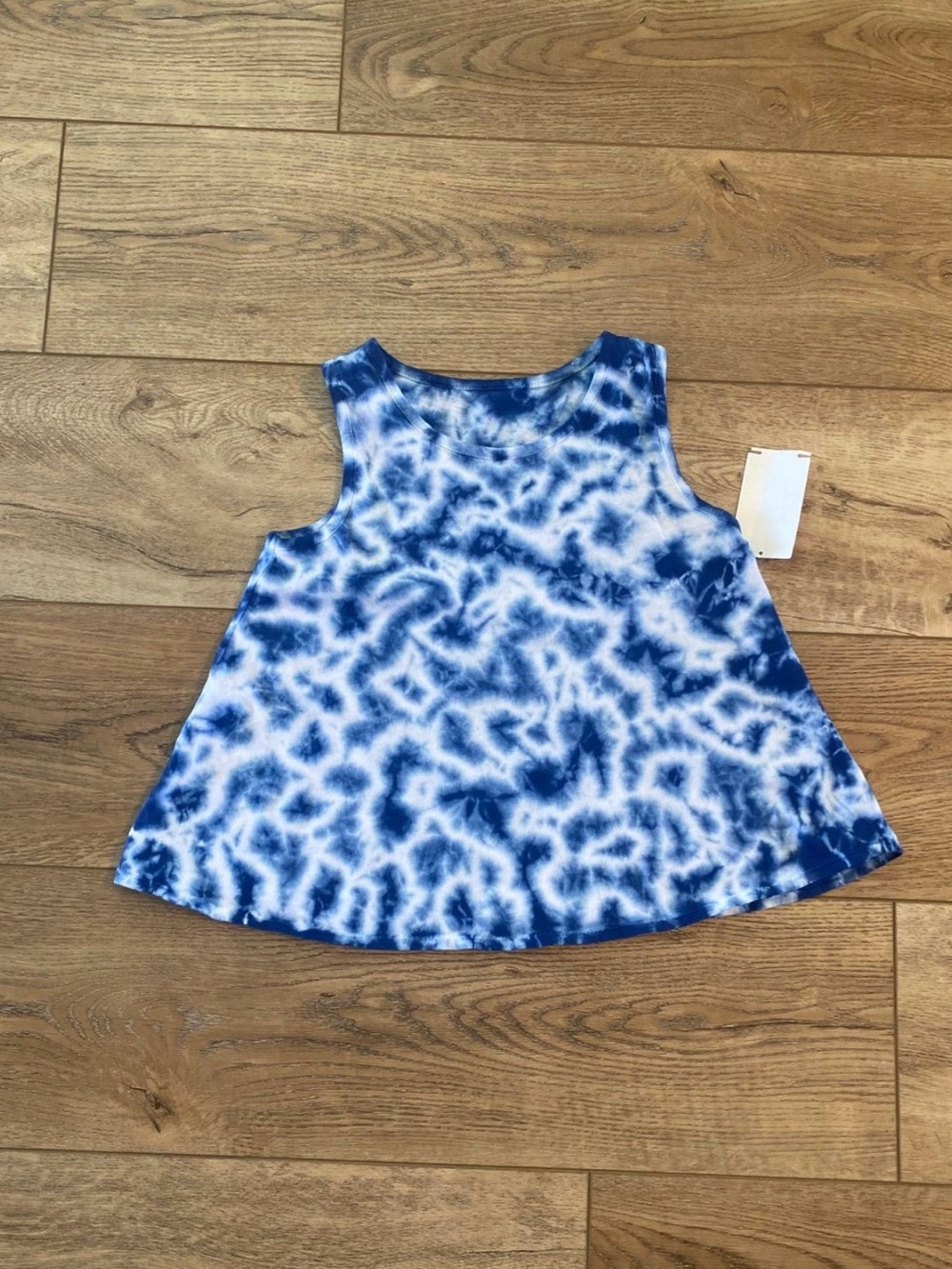Blue Tie-Dye Sleeveless Swing crop Top